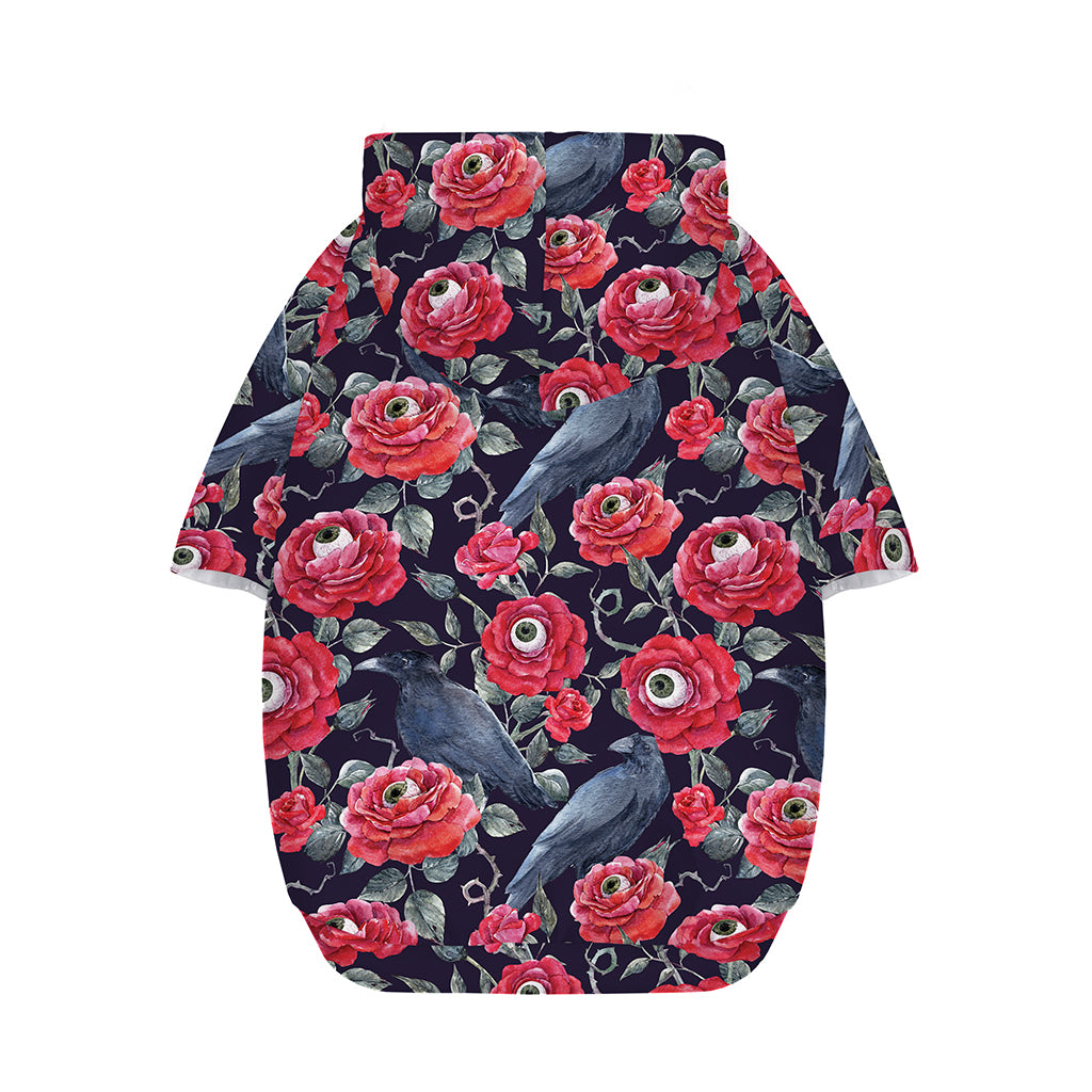 Eyeball Rose Pattern Print Dog Zip Up Hoodie