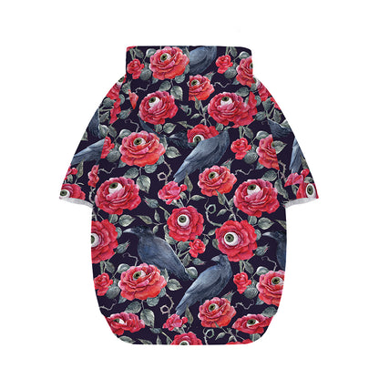 Eyeball Rose Pattern Print Dog Zip Up Hoodie