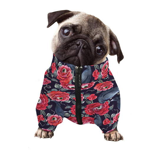 Eyeball Rose Pattern Print Dog Zip Up Jacket