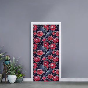 Eyeball Rose Pattern Print Door Sticker