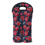 Eyeball Rose Pattern Print Double Neoprene Wine Tote