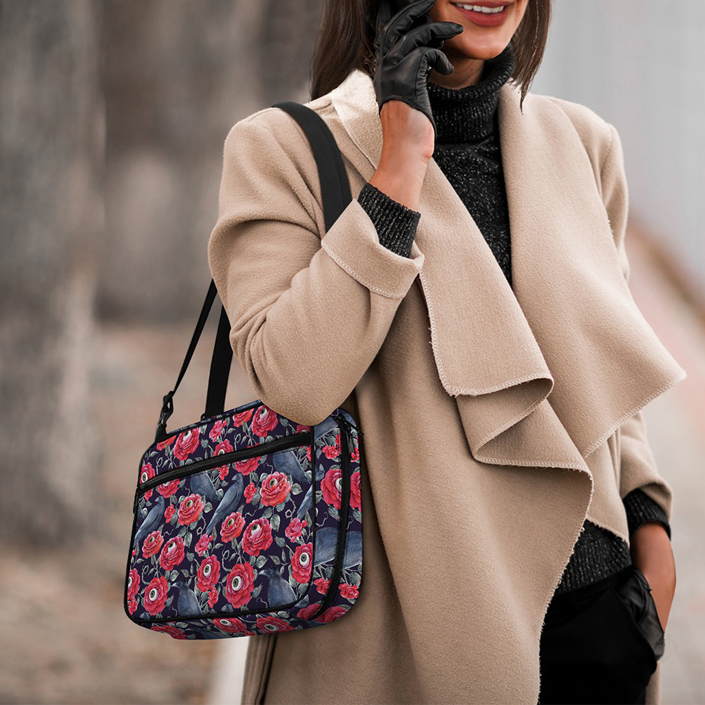 Eyeball Rose Pattern Print Double Strap Bible Bag