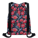 Eyeball Rose Pattern Print Drawstring Backpack