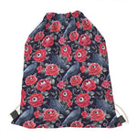 Eyeball Rose Pattern Print Drawstring Bag