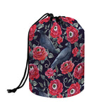 Eyeball Rose Pattern Print Drawstring Makeup Bag