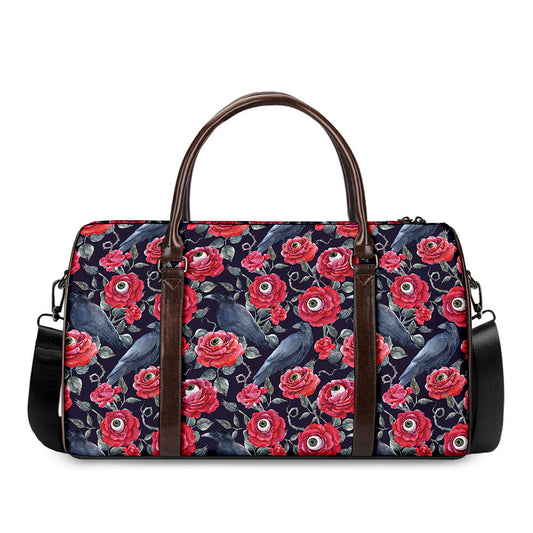 Eyeball Rose Pattern Print Duffle Bag