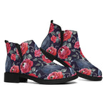 Eyeball Rose Pattern Print Flat Ankle Boots