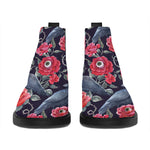 Eyeball Rose Pattern Print Flat Ankle Boots