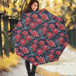 Eyeball Rose Pattern Print Foldable Umbrella
