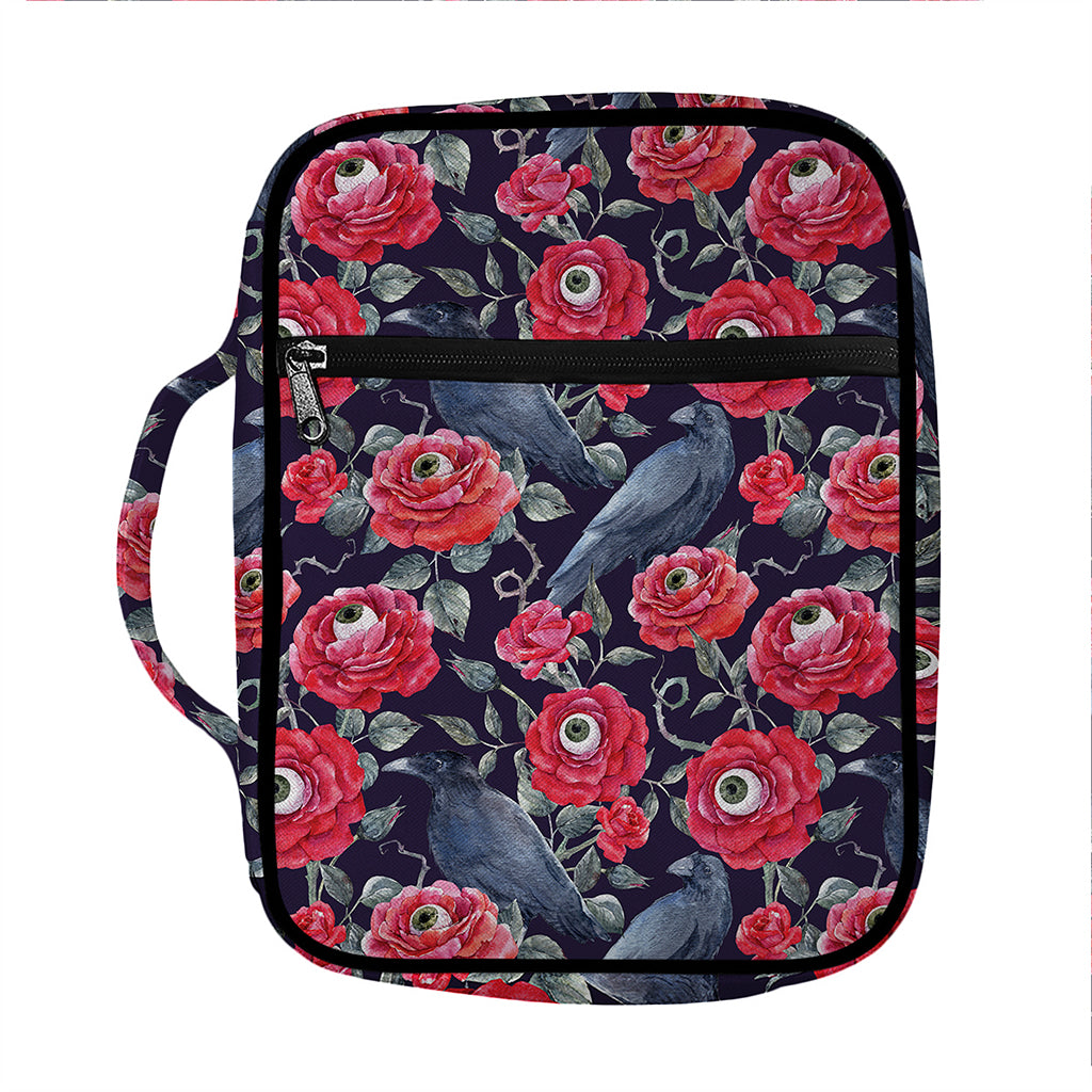 Eyeball Rose Pattern Print Front Pocket Bible Bag