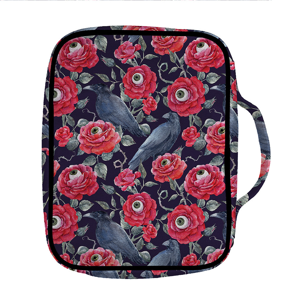 Eyeball Rose Pattern Print Front Pocket Bible Bag