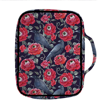 Eyeball Rose Pattern Print Front Pocket Bible Bag