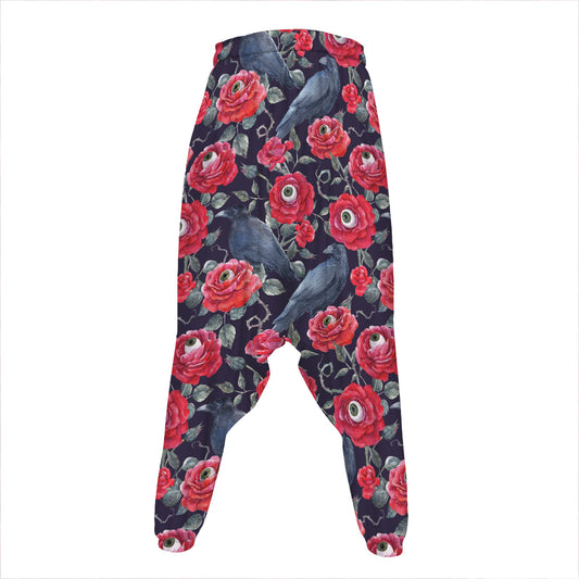 Eyeball Rose Pattern Print Hammer Pants