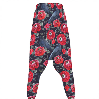 Eyeball Rose Pattern Print Hammer Pants