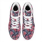 Eyeball Rose Pattern Print High Top Leather Sneakers