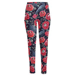 Eyeball Rose Pattern Print High-Waisted Pocket Leggings