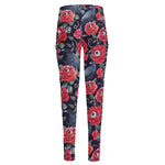 Eyeball Rose Pattern Print High-Waisted Pocket Leggings