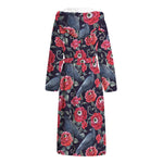 Eyeball Rose Pattern Print Hooded Bathrobe