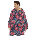 Eyeball Rose Pattern Print Hoodie Blanket