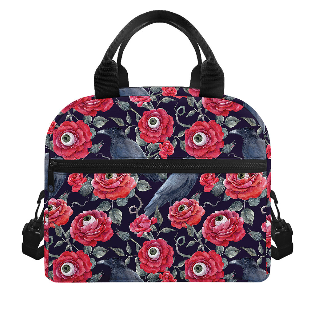 Eyeball Rose Pattern Print Insulated Lunch Bag