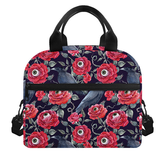 Eyeball Rose Pattern Print Insulated Lunch Bag