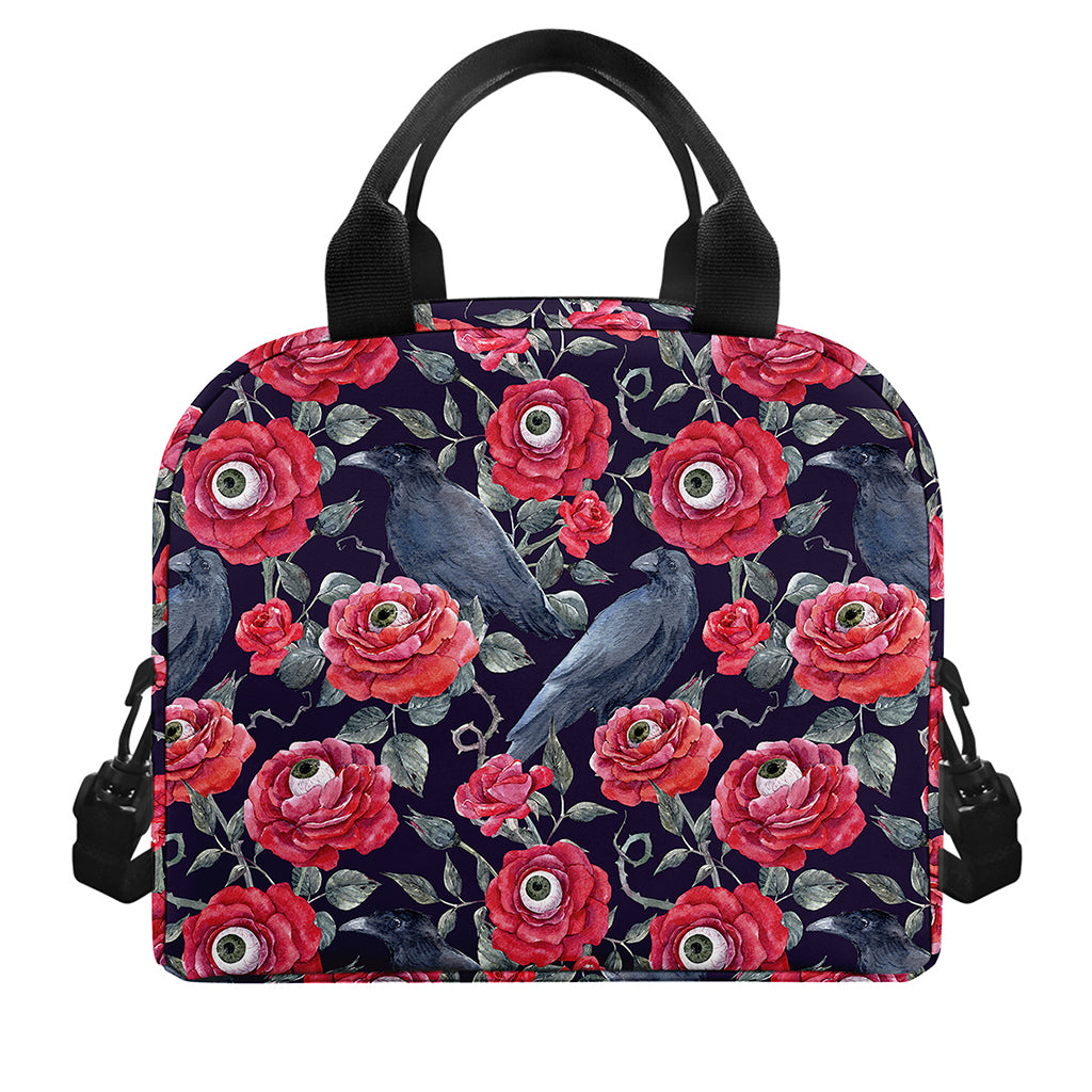 Eyeball Rose Pattern Print Insulated Lunch Bag