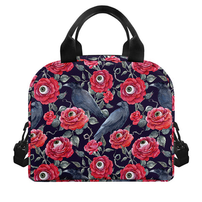 Eyeball Rose Pattern Print Insulated Lunch Bag