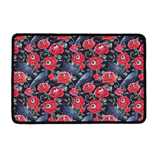 Eyeball Rose Pattern Print Kitchen Mat
