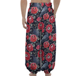 Eyeball Rose Pattern Print Lantern Pants
