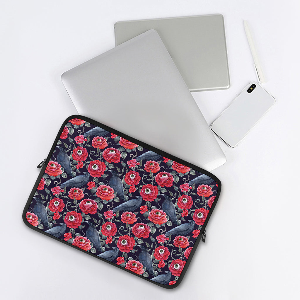 Eyeball Rose Pattern Print Laptop Sleeve