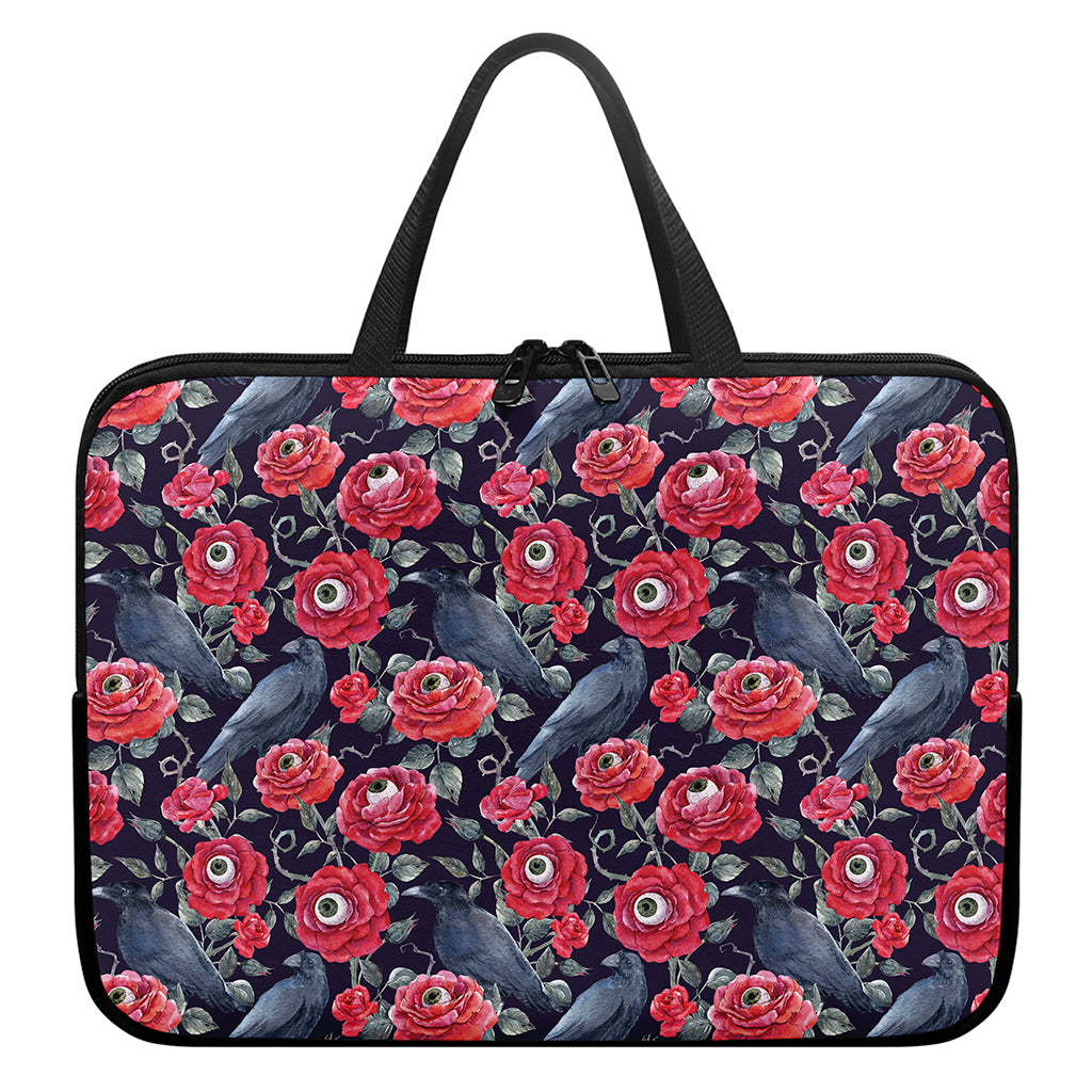 Eyeball Rose Pattern Print Laptop Sleeve With Handle