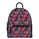 Eyeball Rose Pattern Print Leather Backpack