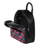 Eyeball Rose Pattern Print Leather Backpack