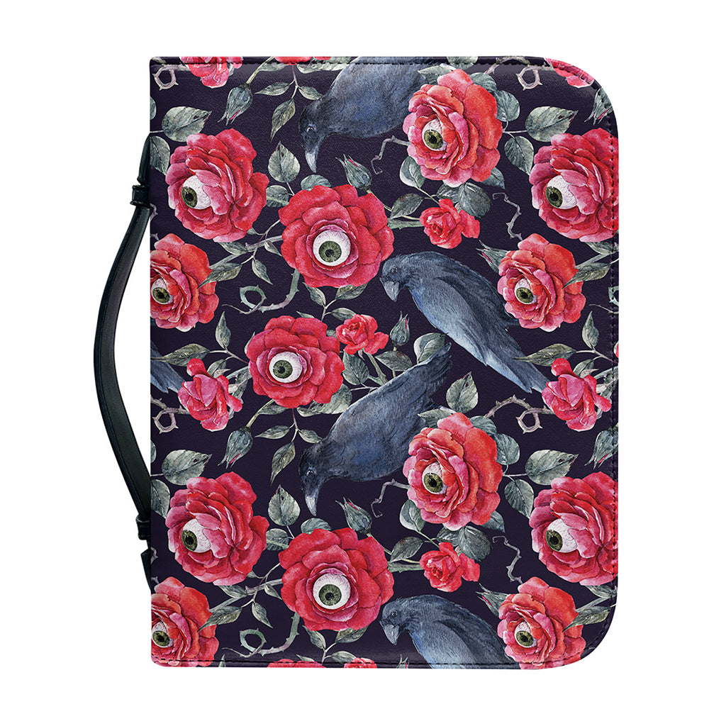 Eyeball Rose Pattern Print Leather Bible Cover