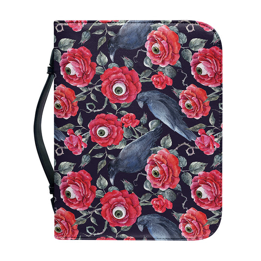 Eyeball Rose Pattern Print Leather Bible Cover