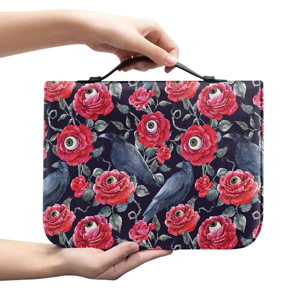 Eyeball Rose Pattern Print Leather Bible Cover