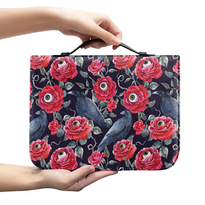 Eyeball Rose Pattern Print Leather Bible Cover