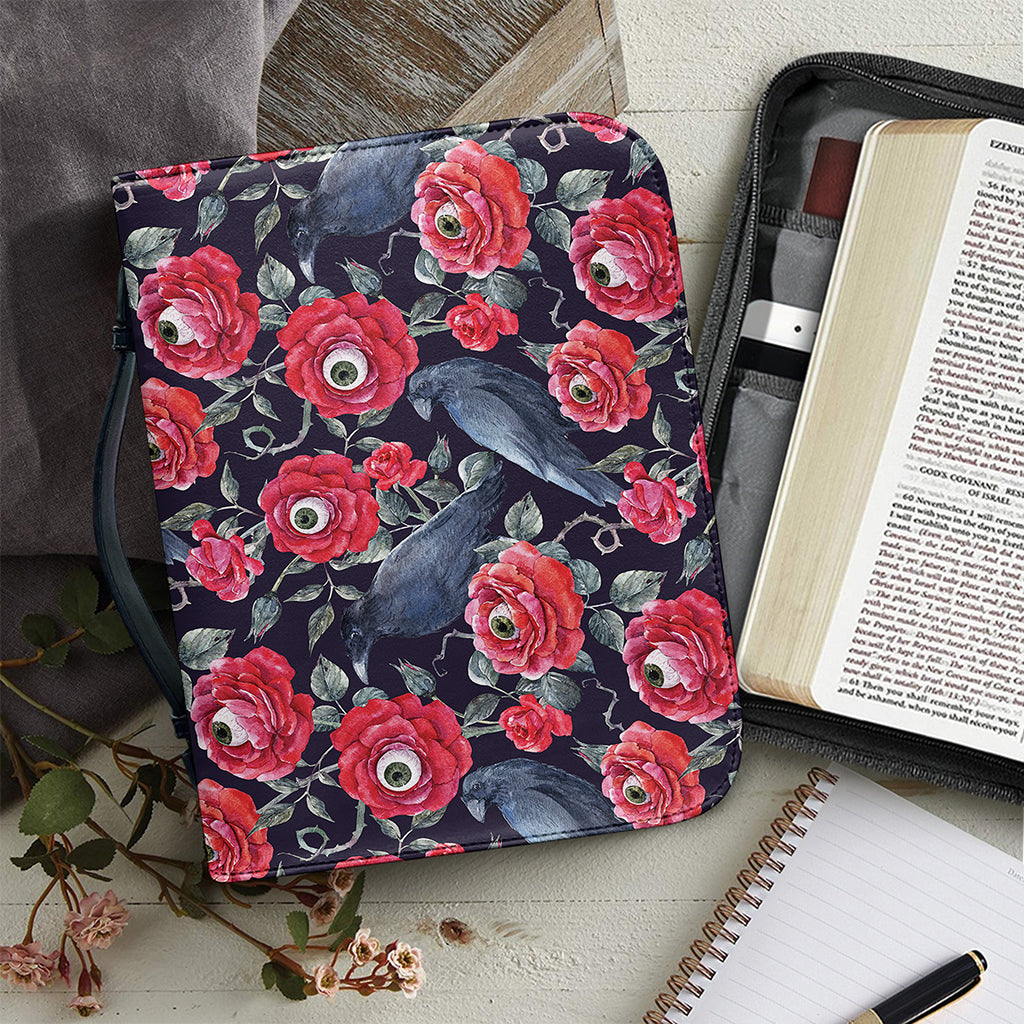 Eyeball Rose Pattern Print Leather Bible Cover