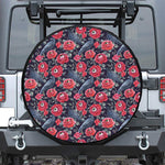 Eyeball Rose Pattern Print Leather Spare Tire Cover