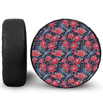 Eyeball Rose Pattern Print Leather Spare Tire Cover