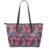 Eyeball Rose Pattern Print Leather Tote Bag