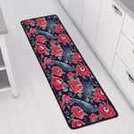 Eyeball Rose Pattern Print Long Kitchen Mat