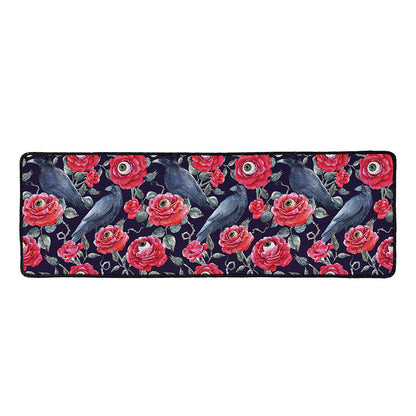 Eyeball Rose Pattern Print Long Kitchen Mat