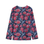 Eyeball Rose Pattern Print Long Sleeve Short Coat
