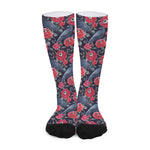 Eyeball Rose Pattern Print Long Socks