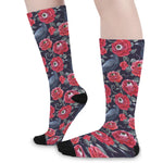 Eyeball Rose Pattern Print Long Socks