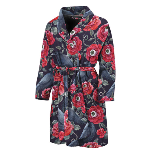 Eyeball Rose Pattern Print Men's Bathrobe