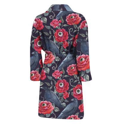 Eyeball Rose Pattern Print Men's Bathrobe