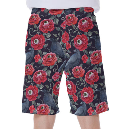 Eyeball Rose Pattern Print Men's Beach Shorts