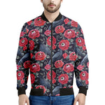 Eyeball Rose Pattern Print Men's Bomber Jacket